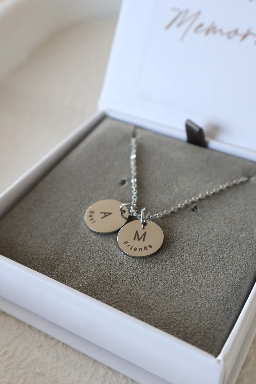 Silver Detailed Initial Necklace
