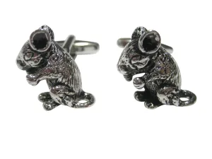 Silver Toned Detailed Chinchilla Cufflinks