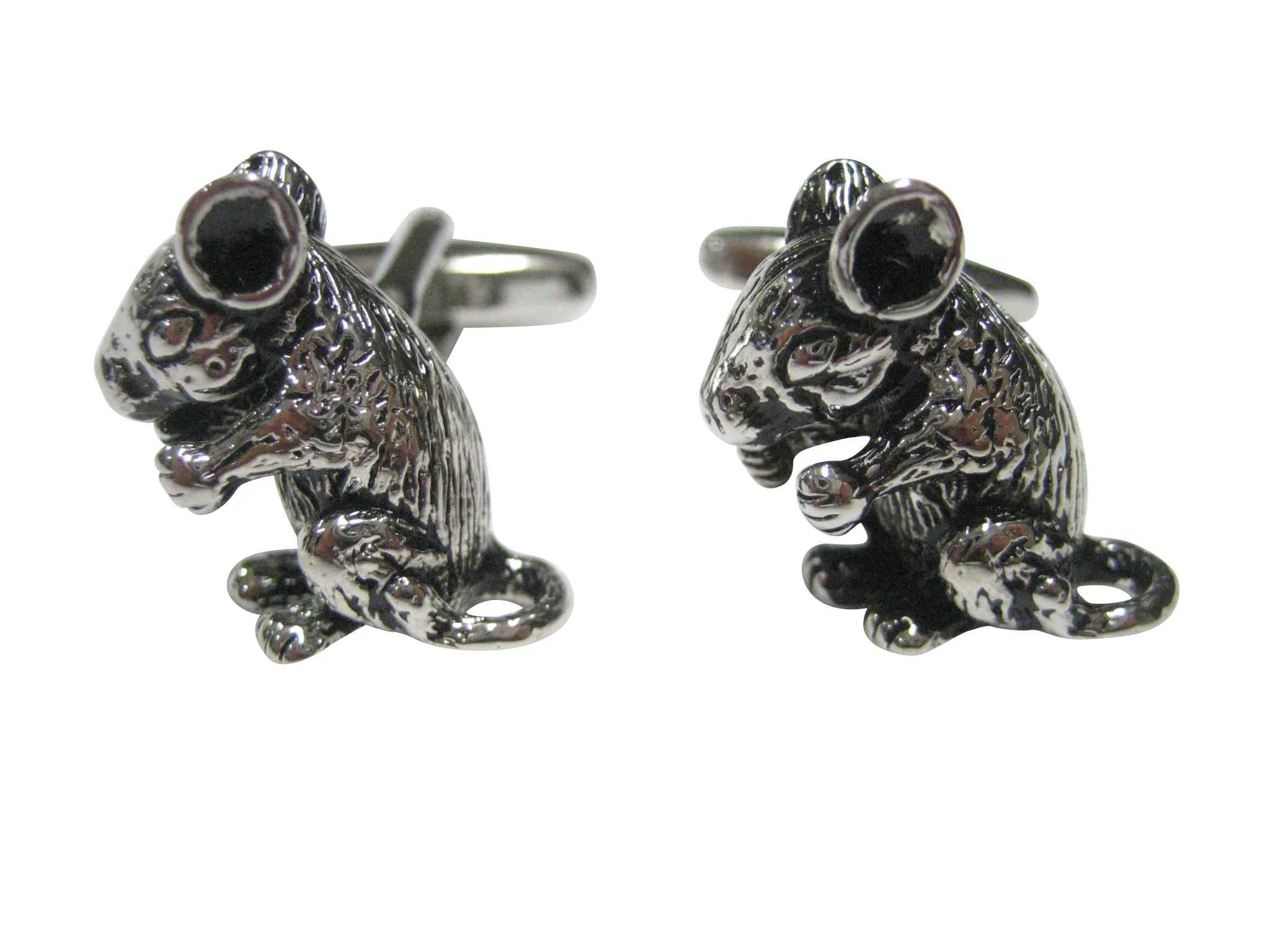 Silver Toned Detailed Chinchilla Cufflinks