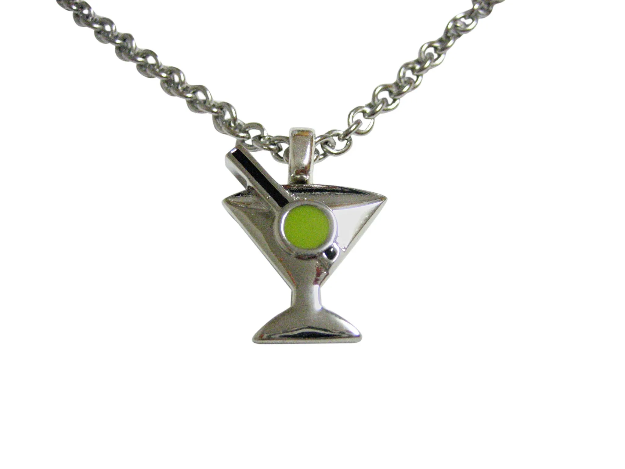 Silver Toned Detailed Martini Glass Necklace