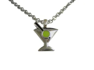 Silver Toned Detailed Martini Glass Necklace