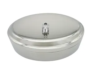 Silver Toned Detailed Space Astronaut Pendant Oval Trinket Jewelry Box