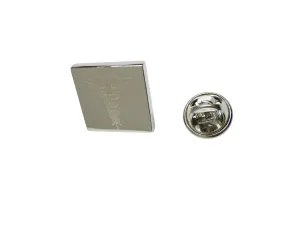 Silver Toned Etched Detailed Caduceus Medical Symbol Lapel Pin