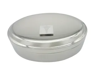 Silver Toned Etched Detailed Caduceus Medical Symbol Pendant Oval Trinket Jewelry Box