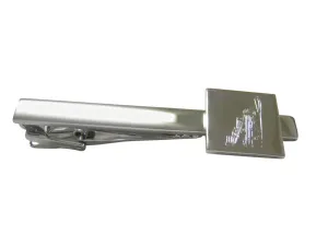 Silver Toned Etched Detailed Oil Drill Square Tie Clip