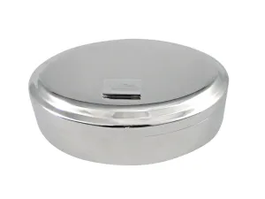 Silver Toned Etched Detailed Tank Pendant Oval Trinket Jewelry Box
