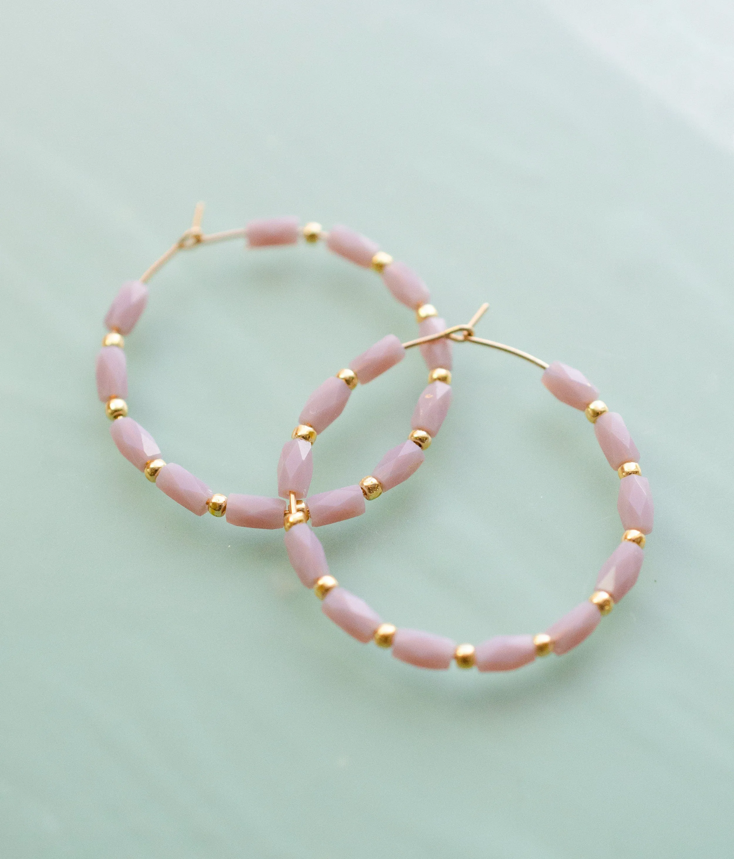 Small Beaded hoop earrings, Minimalist hoops, red hoop earrings, olive green hoops, lavender hoops, classic hoop earrings, beaded earrings