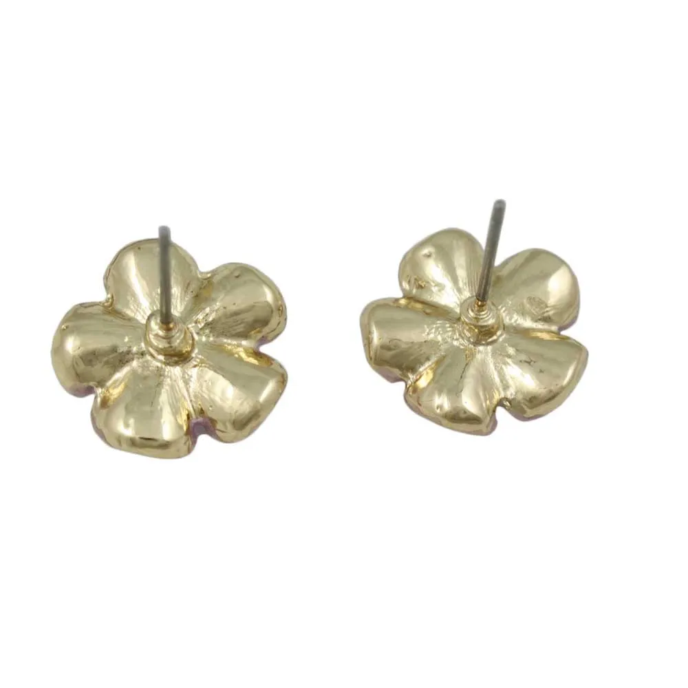 Small Purple Daisy with Pink Center Stud Earring - RSN270EL