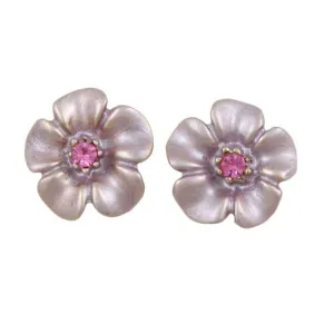 Small Purple Daisy with Pink Center Stud Earring - RSN270EL