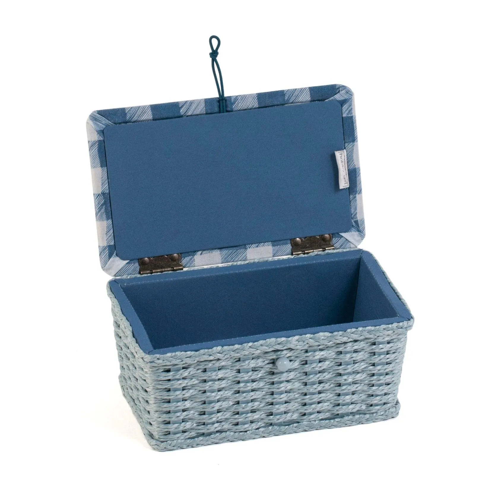 Small Sewing Box | Hobby Gift | Wicker Basket Embroidered Wild Floral Plaid