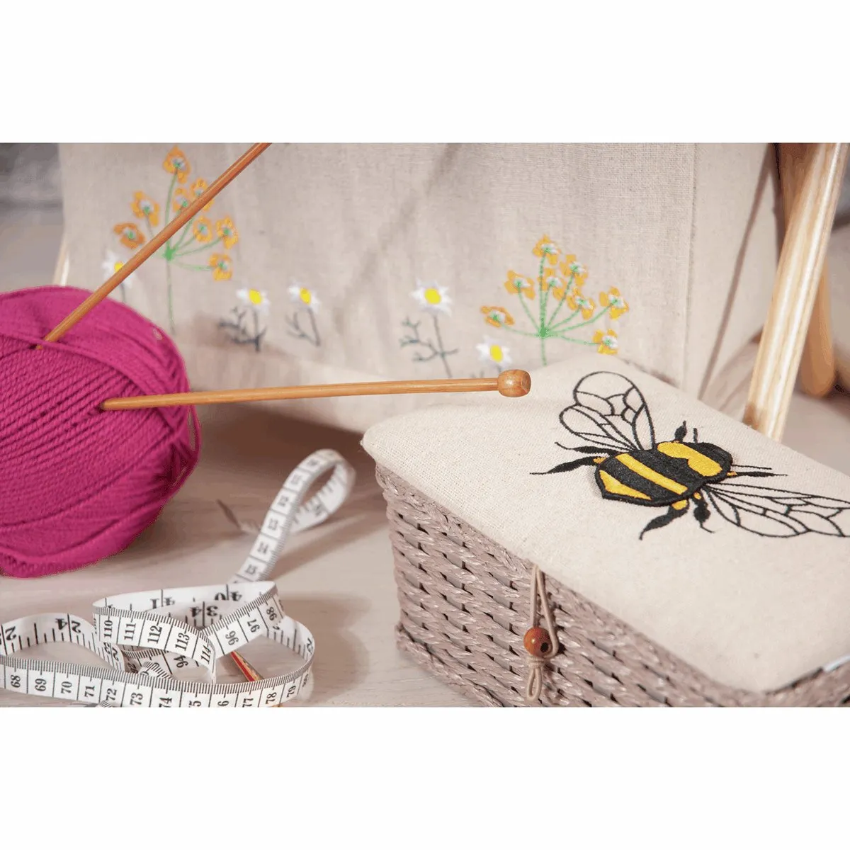 Small Sewing Box | Hobby Gift | Wicker Basket Linen Bee