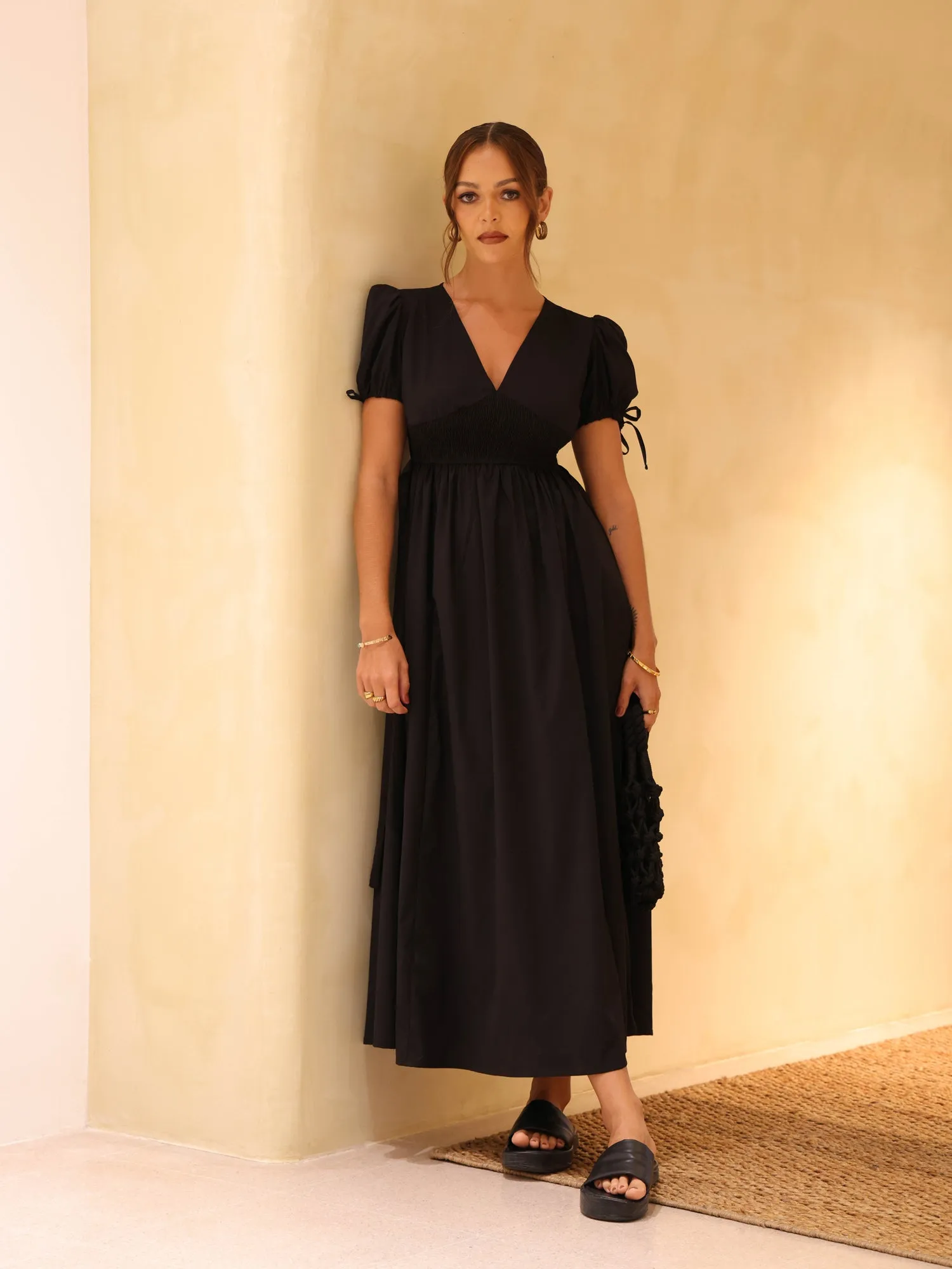Smocking Detailed Bustier Maxi Dress