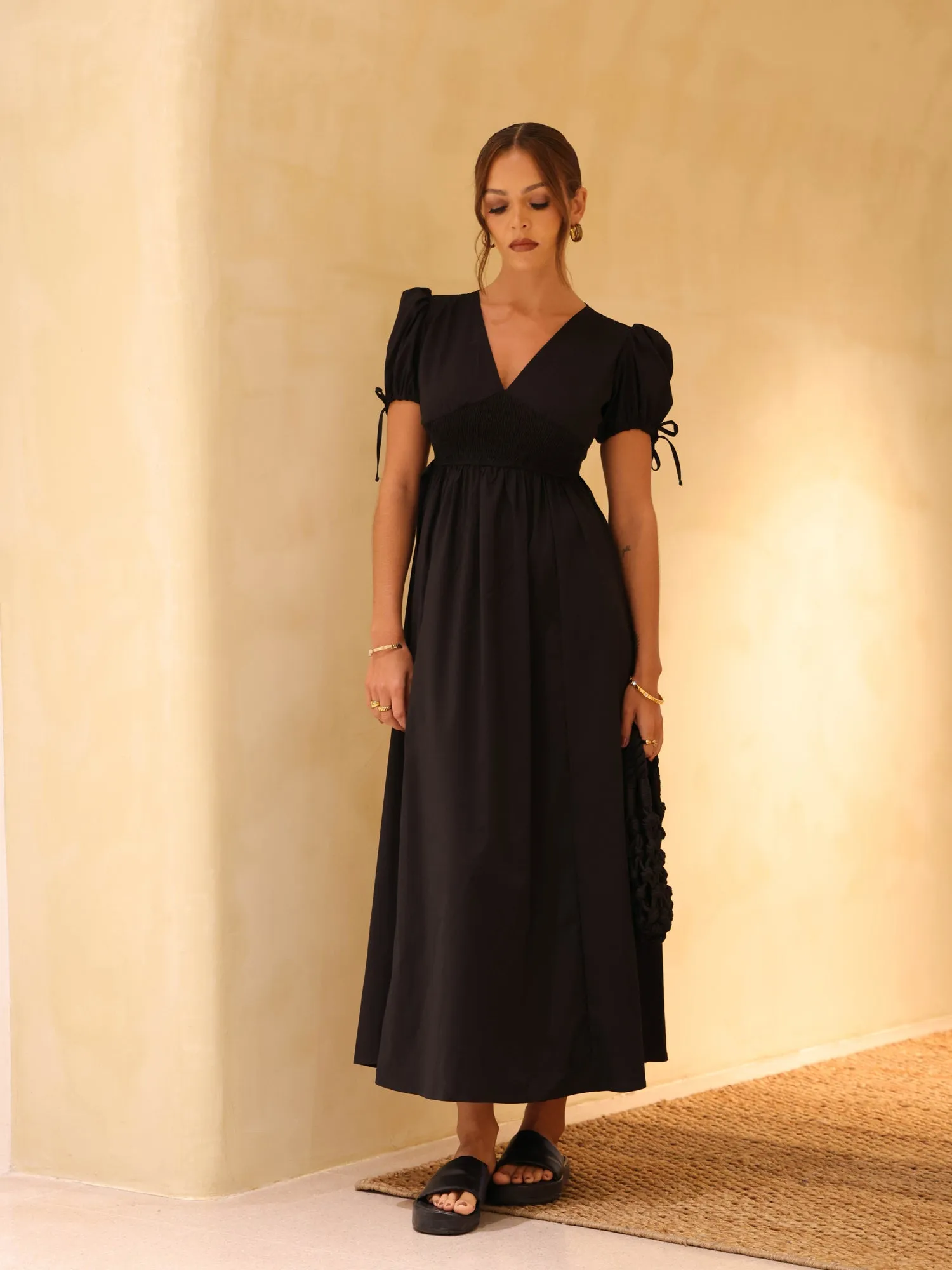 Smocking Detailed Bustier Maxi Dress