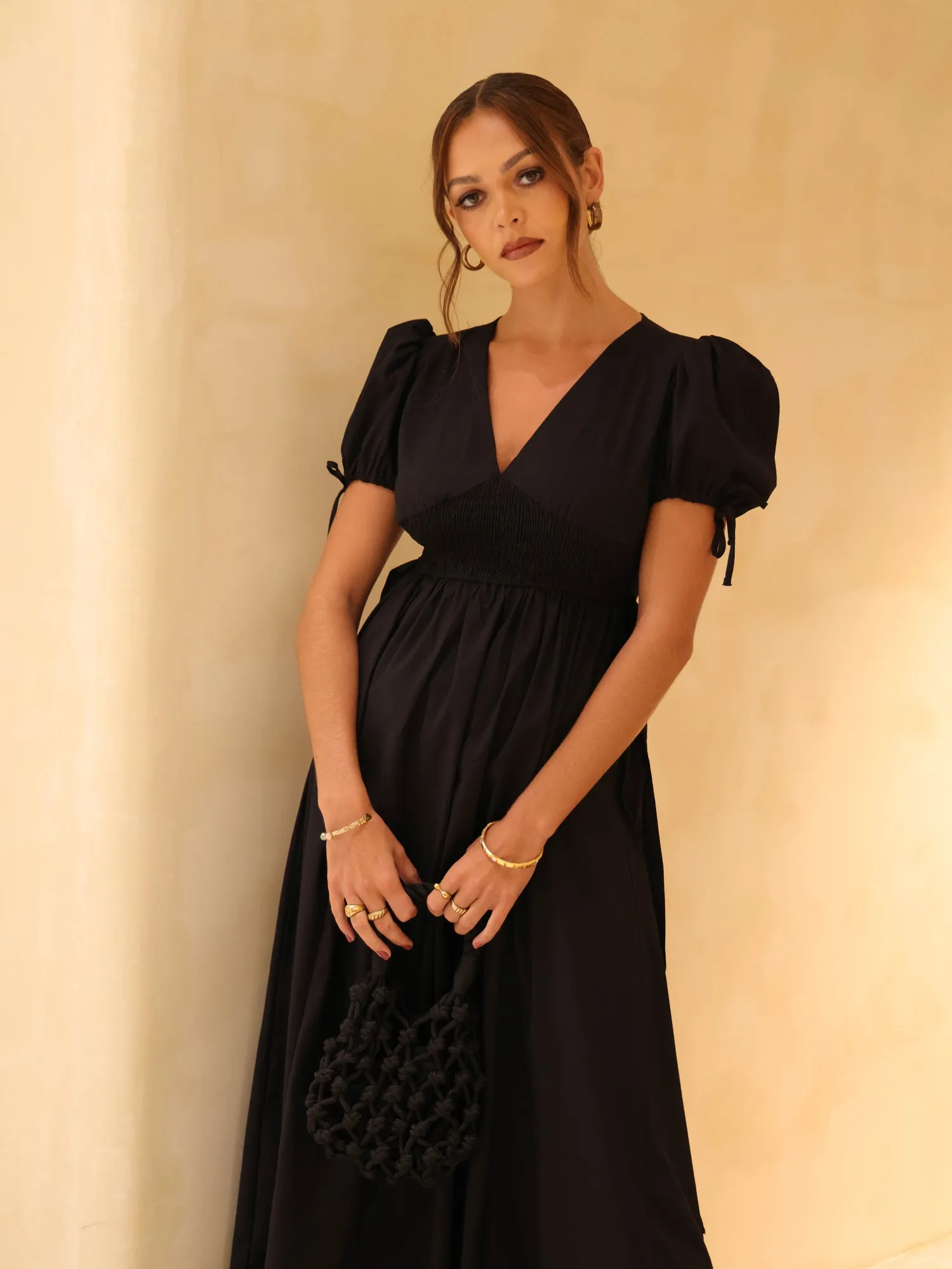 Smocking Detailed Bustier Maxi Dress