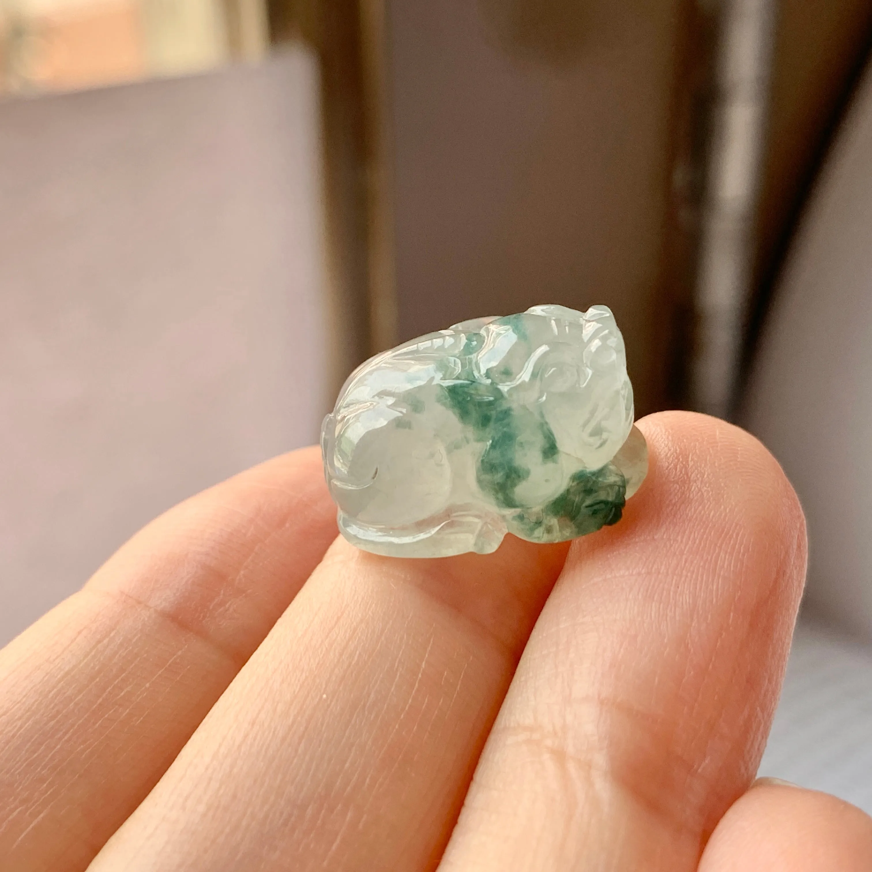 SOLD OUT: A-Grade Natural Floral Jadeite Pixiu No.171726
