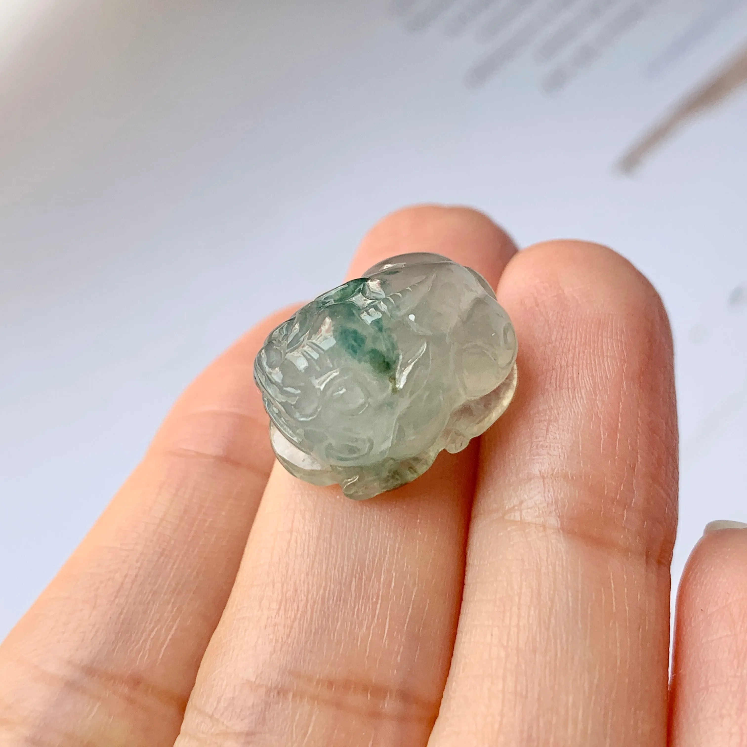 SOLD OUT: A-Grade Natural Floral Jadeite Pixiu No.171726