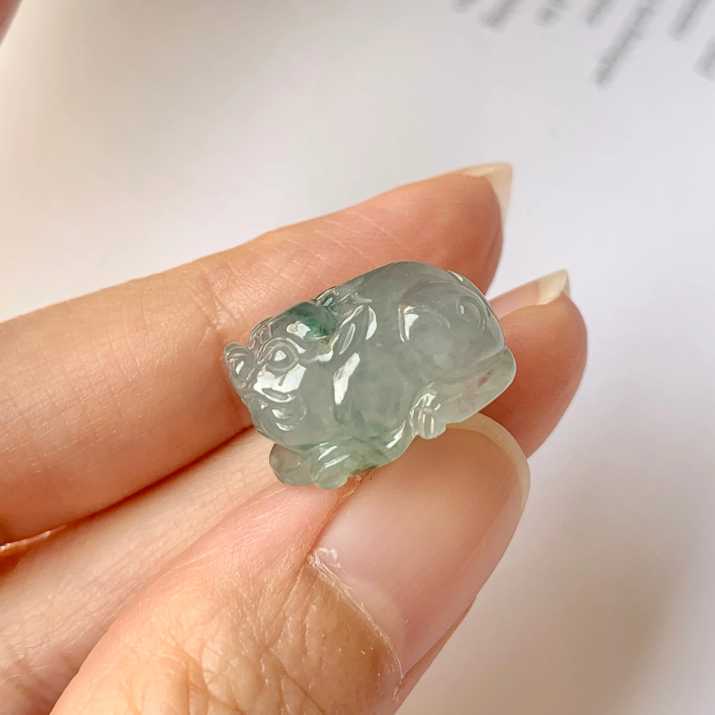 SOLD OUT: A-Grade Natural Floral Jadeite Pixiu No.171726