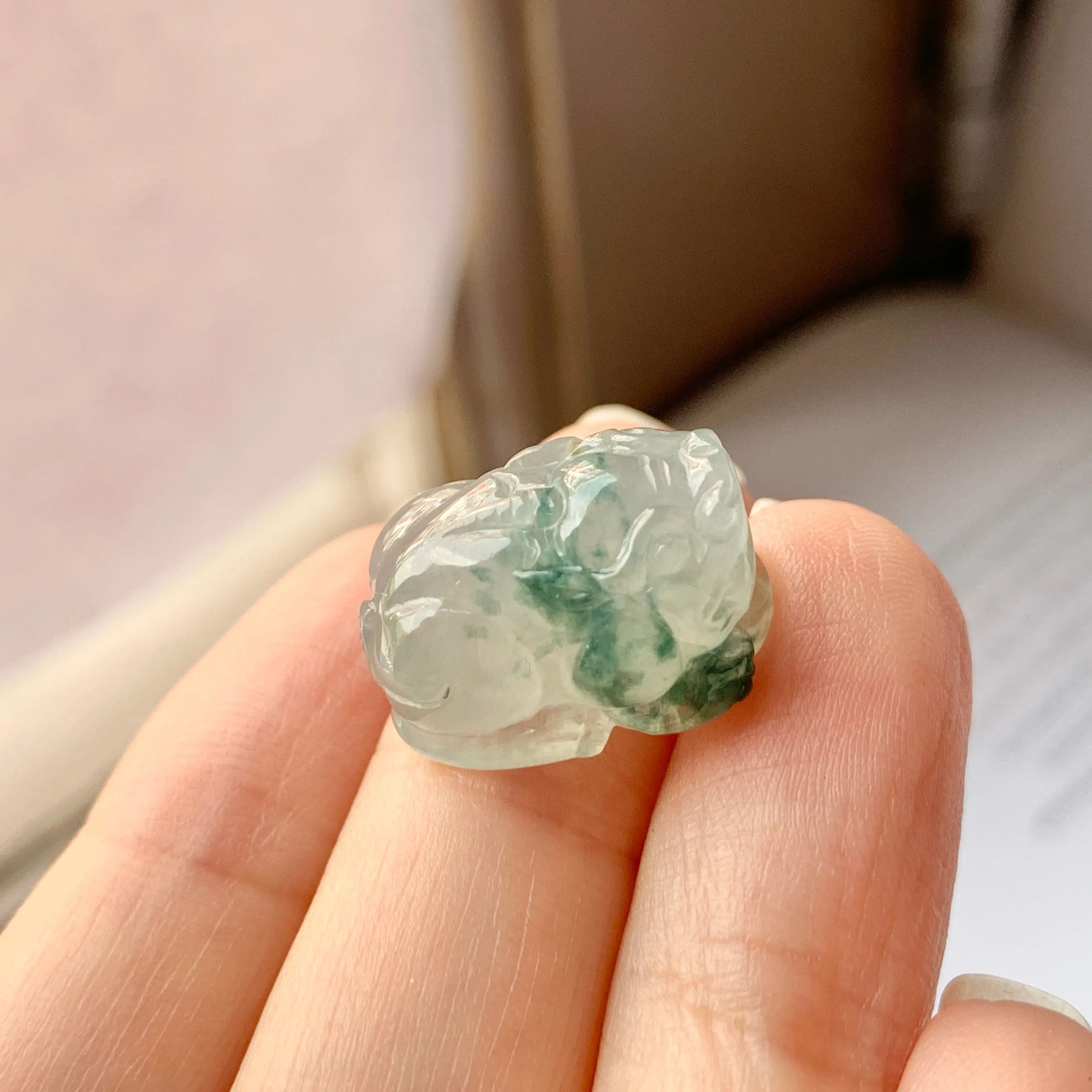 SOLD OUT: A-Grade Natural Floral Jadeite Pixiu No.171726
