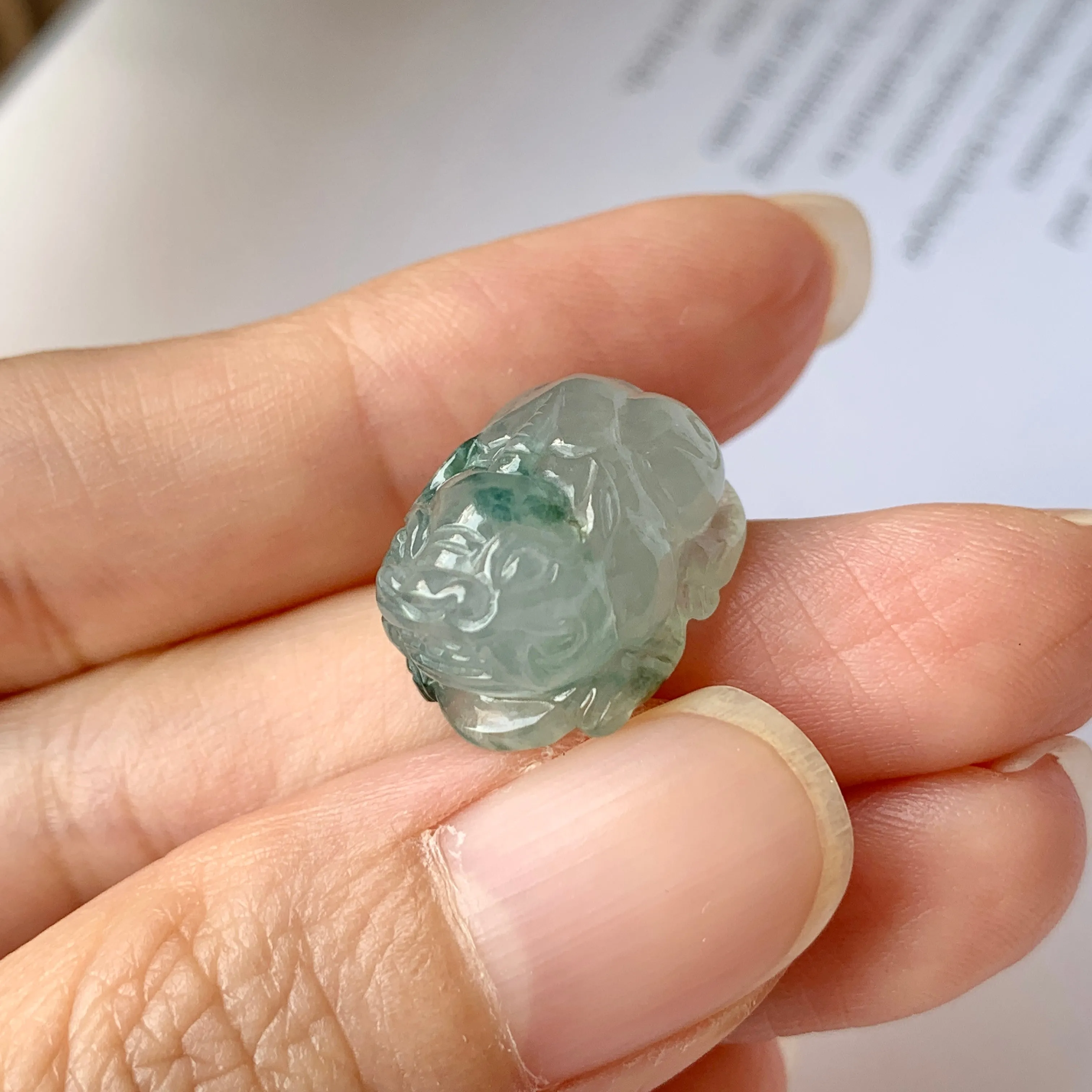 SOLD OUT: A-Grade Natural Floral Jadeite Pixiu No.171726