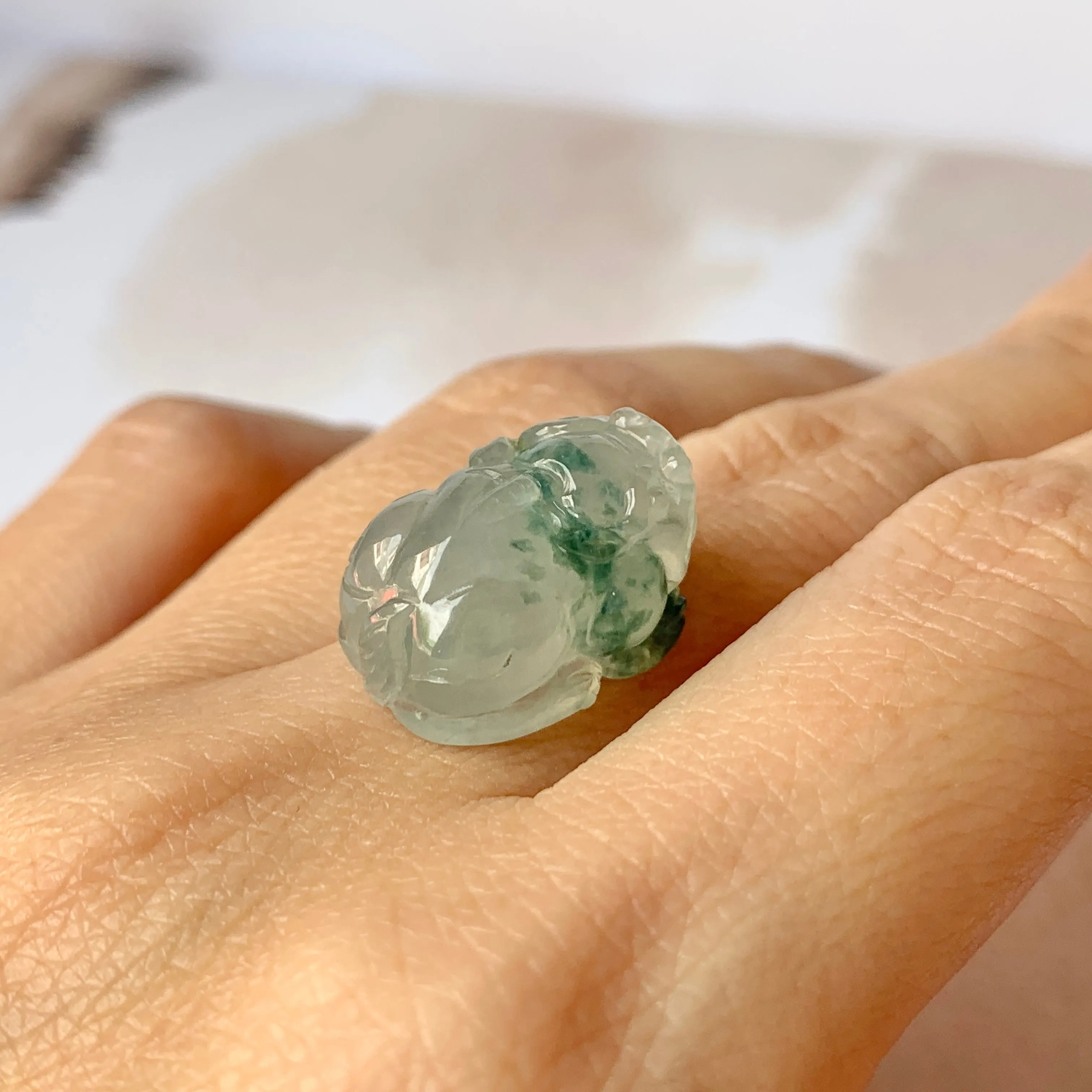 SOLD OUT: A-Grade Natural Floral Jadeite Pixiu No.171726
