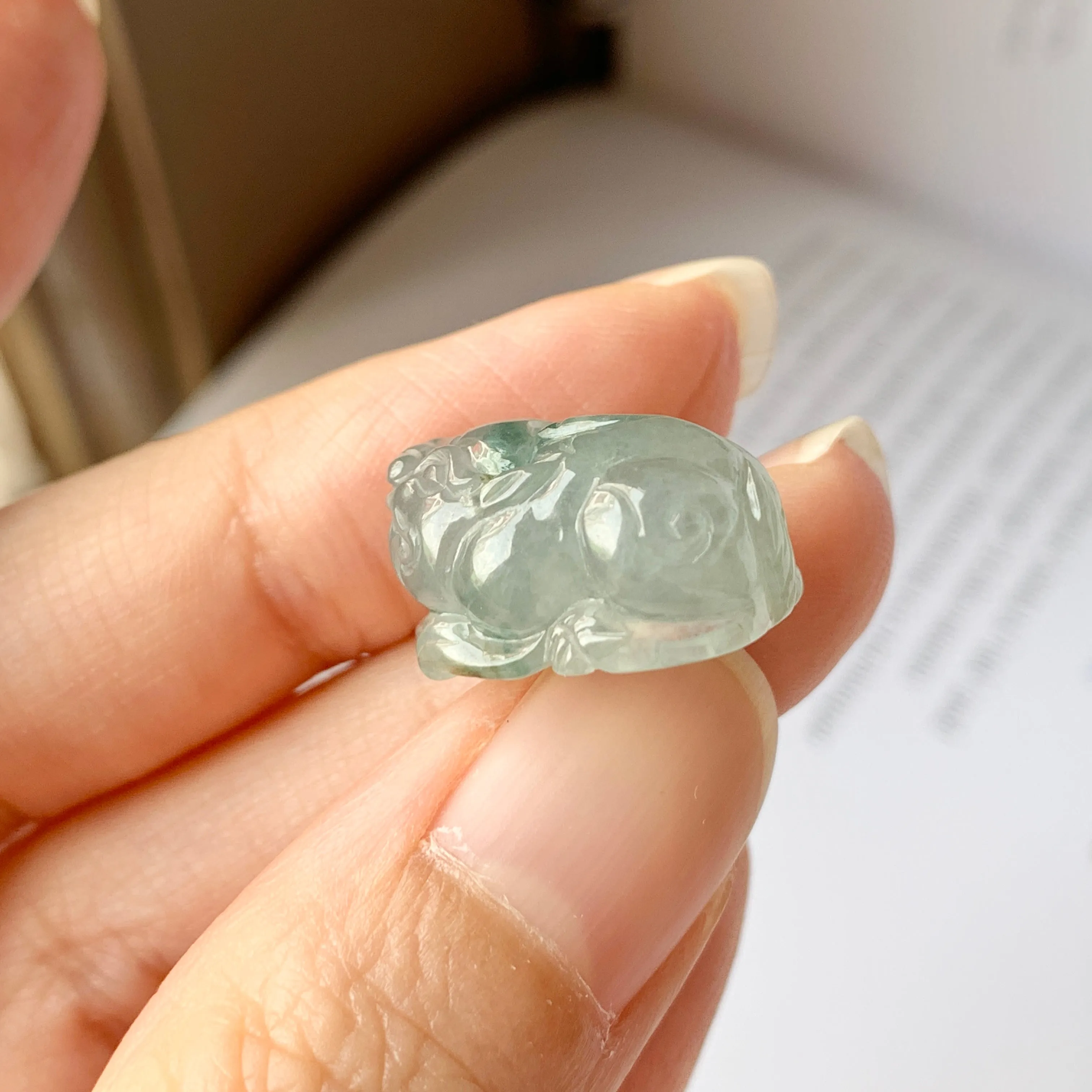 SOLD OUT: A-Grade Natural Floral Jadeite Pixiu No.171726