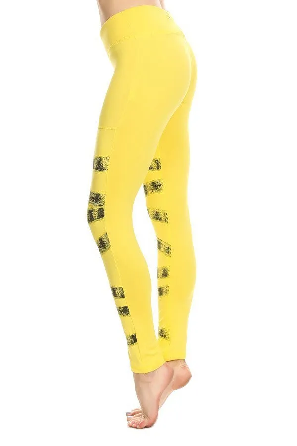 Solid Active Stencil Stripe Print Leggings