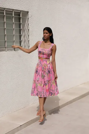 SOTAVENTO MIDI SKIRT IN BOTANICA PINK PRINT