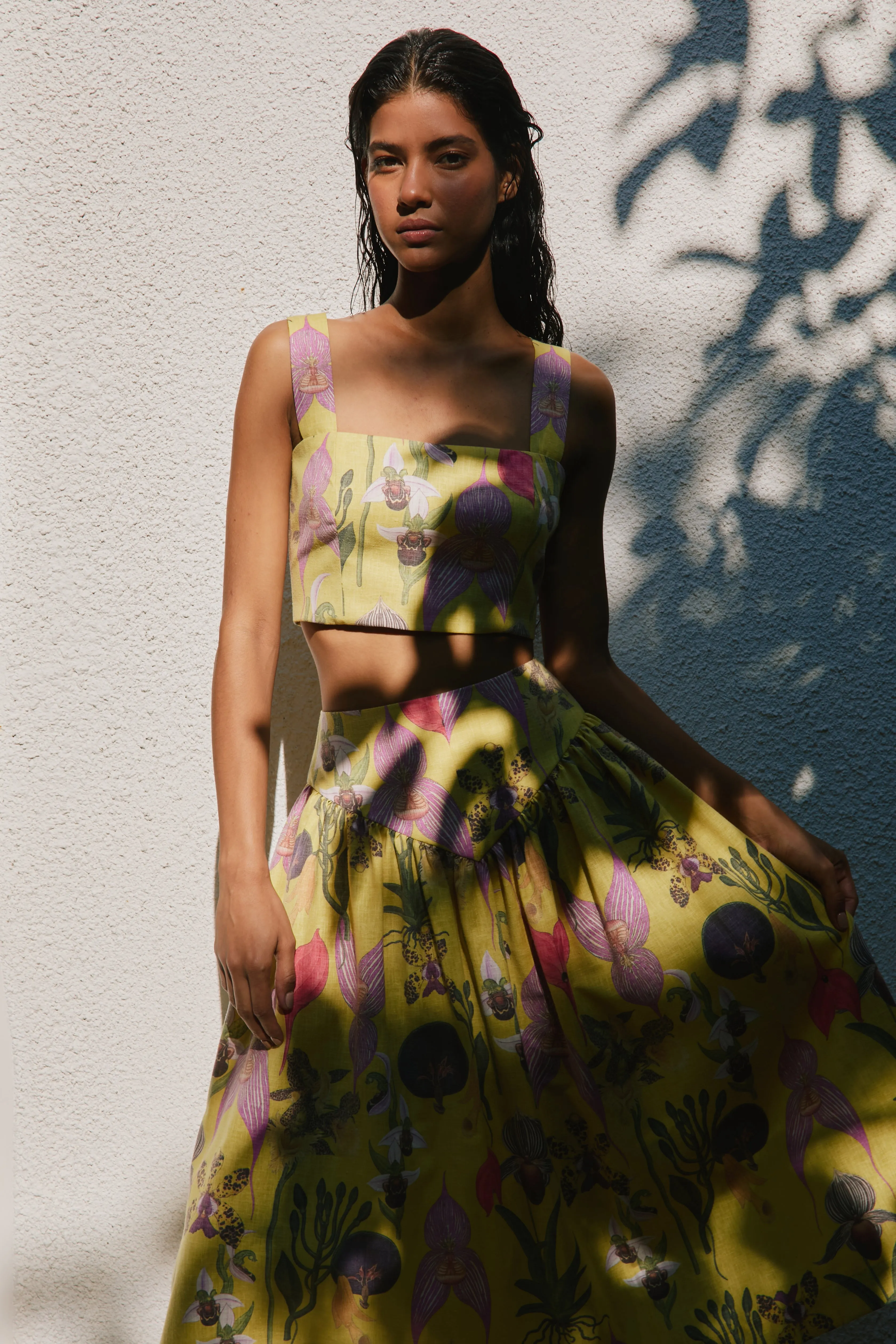 SOTAVENTO TOP IN BOTANICA YELLOW PRINT