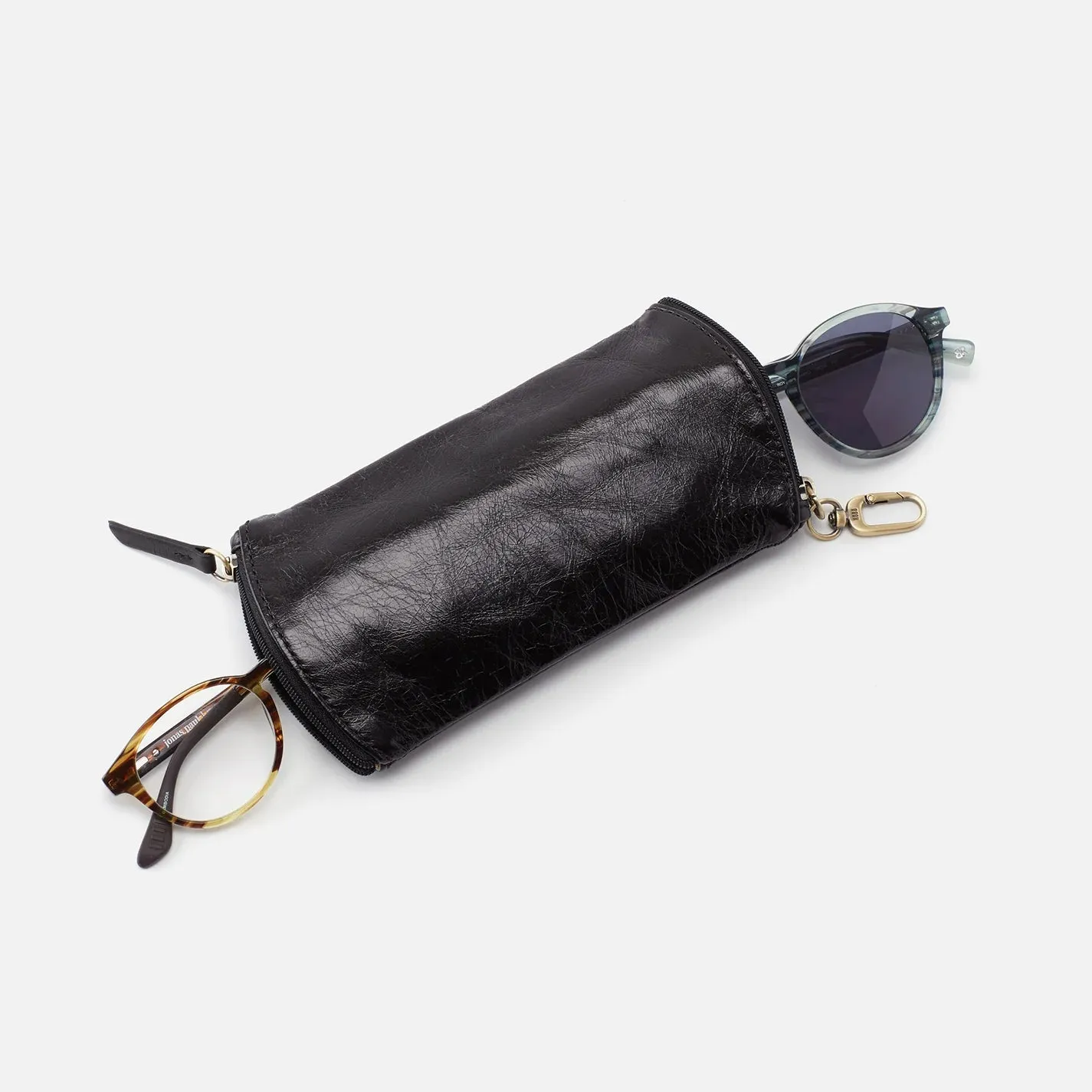 Spark Double Eyeglass Case-Polished Vintage Leather