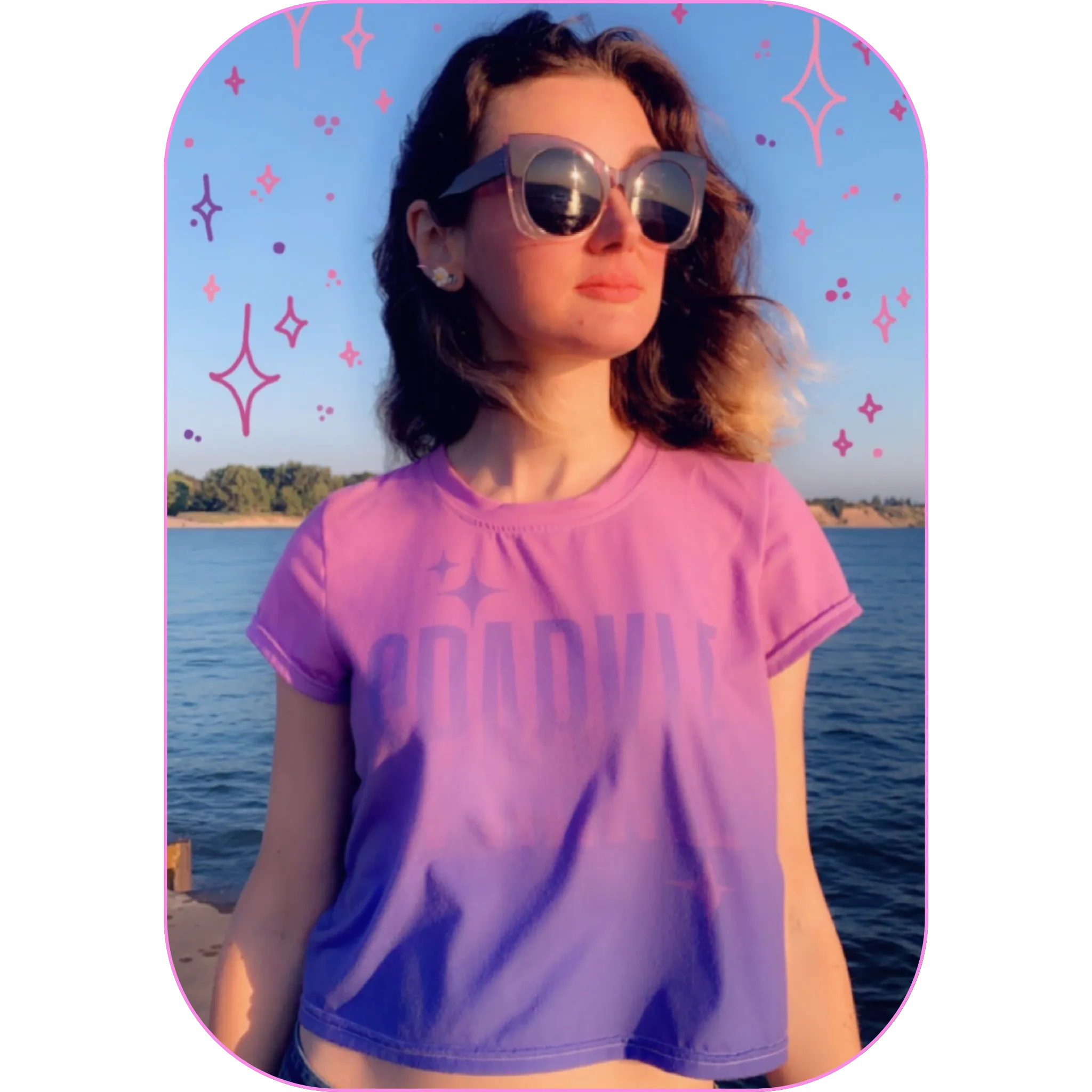 Sparkle Ghost Text Crop Tee (Adult XS-3XL)
