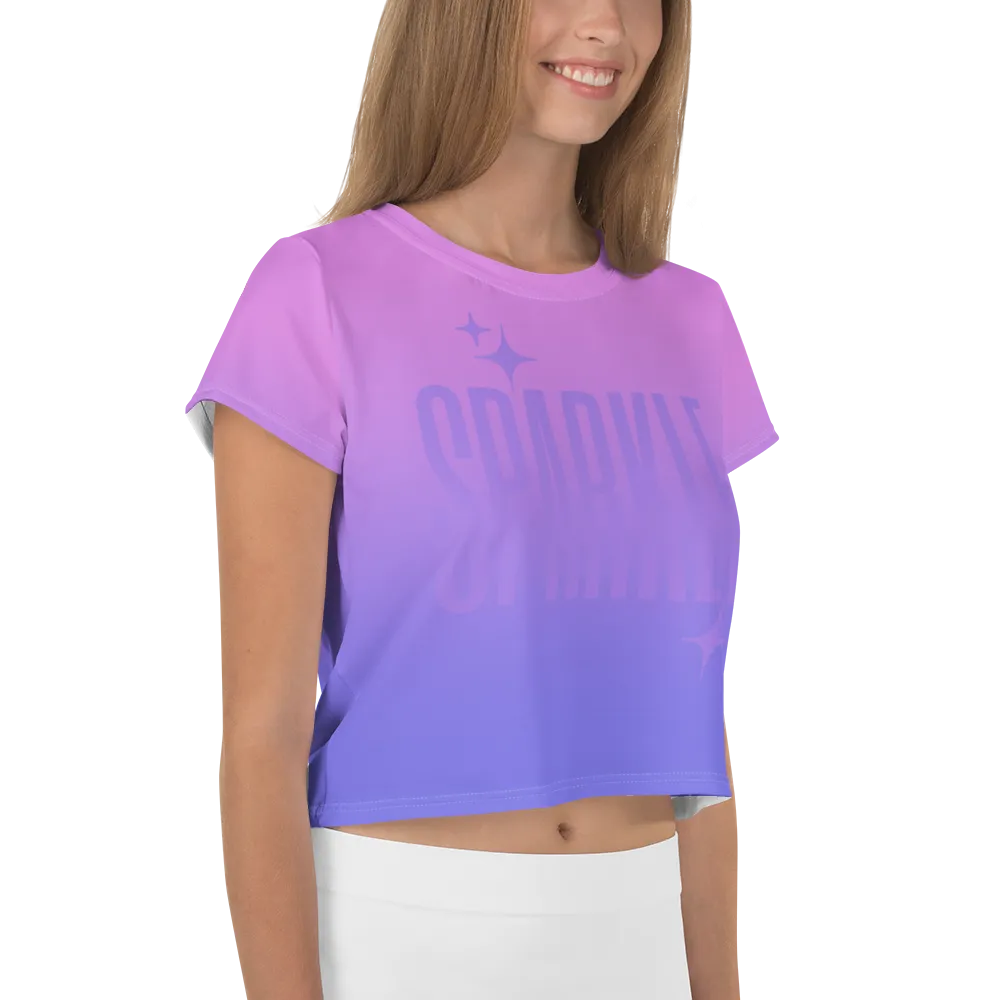 Sparkle Ghost Text Crop Tee (Adult XS-3XL)