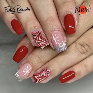 Square Christmas Snowflakes Colorful Pentagram