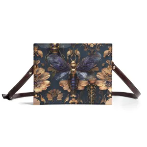 Steampunk Floral Insect Book Cover Crossbody Bag – Unique Gift for Readers and Steampunk Lovers