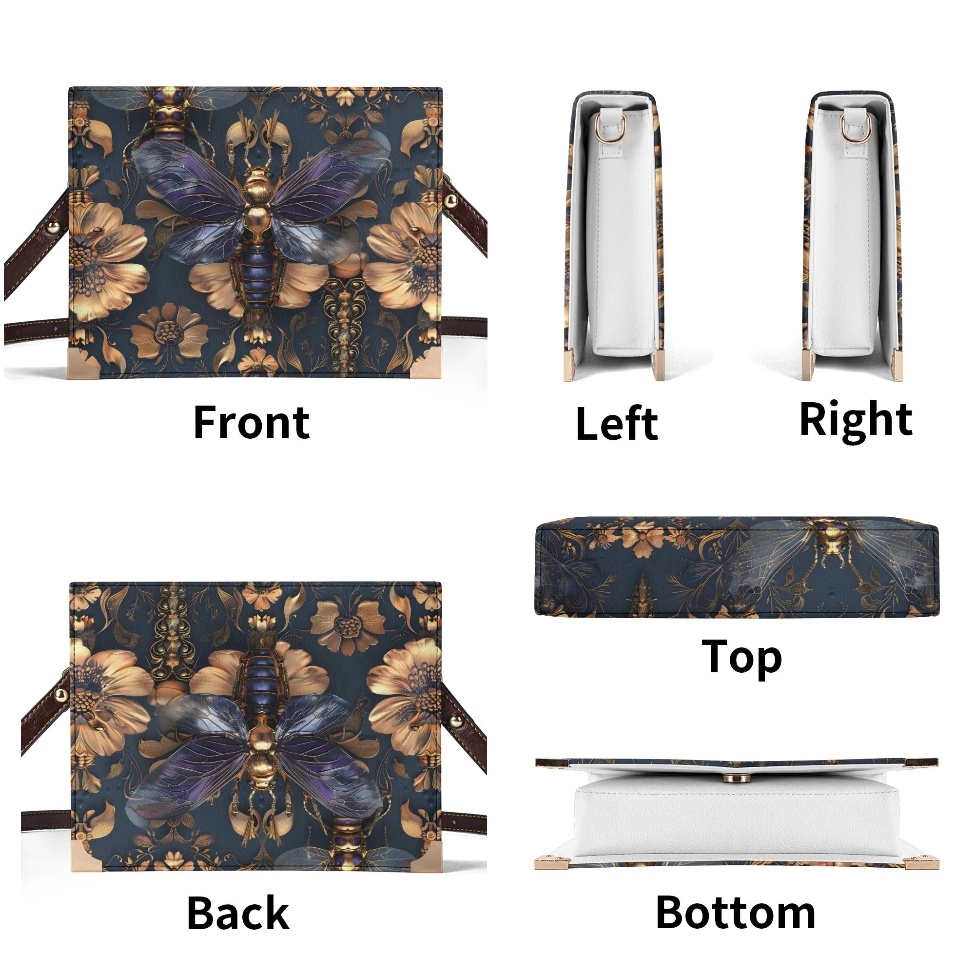 Steampunk Floral Insect Book Cover Crossbody Bag – Unique Gift for Readers and Steampunk Lovers