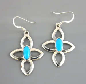 Sterling Silver Blue Turquoise Dangle Earrings