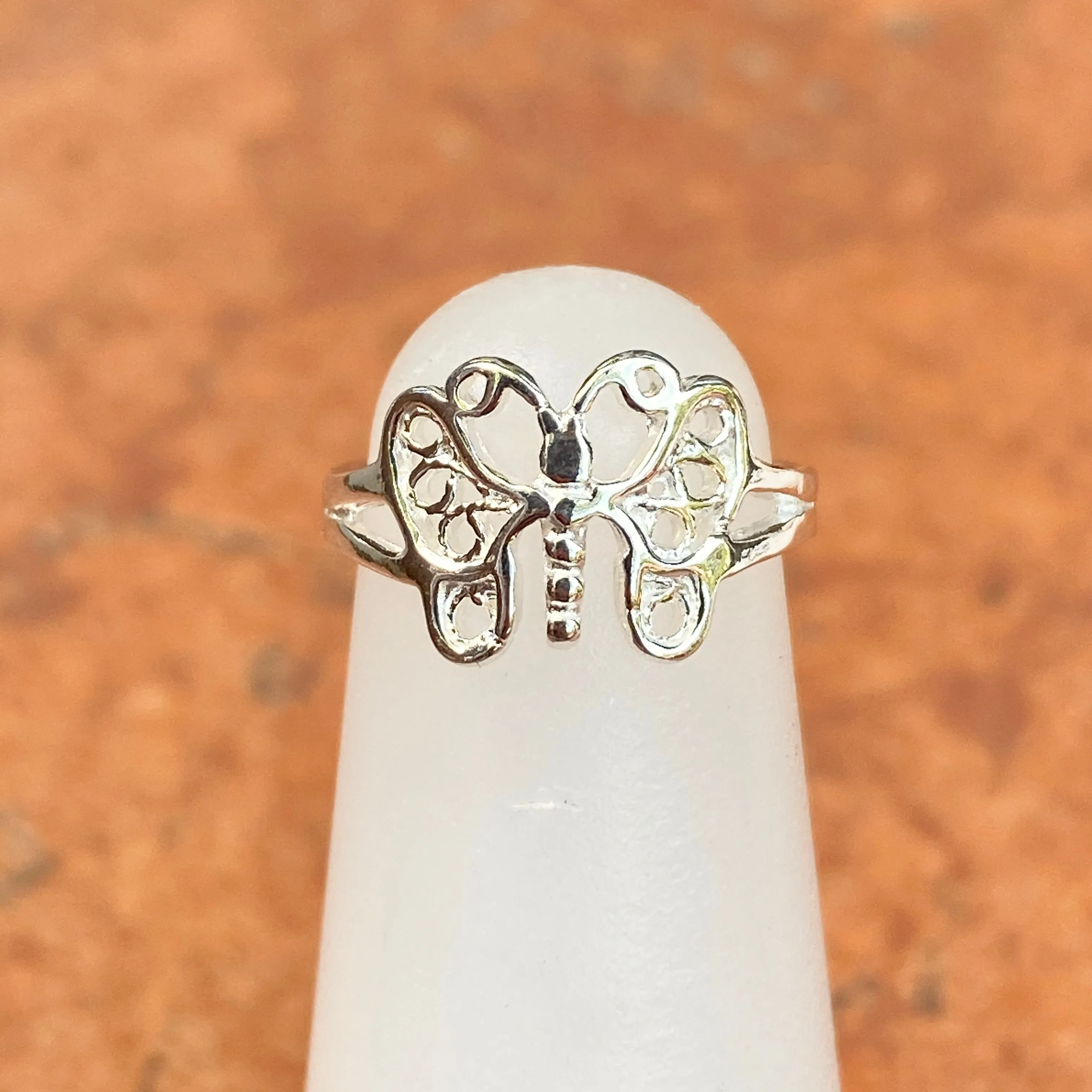 Sterling Silver Detailed Butterfly Toe Ring