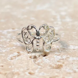 Sterling Silver Detailed Butterfly Toe Ring