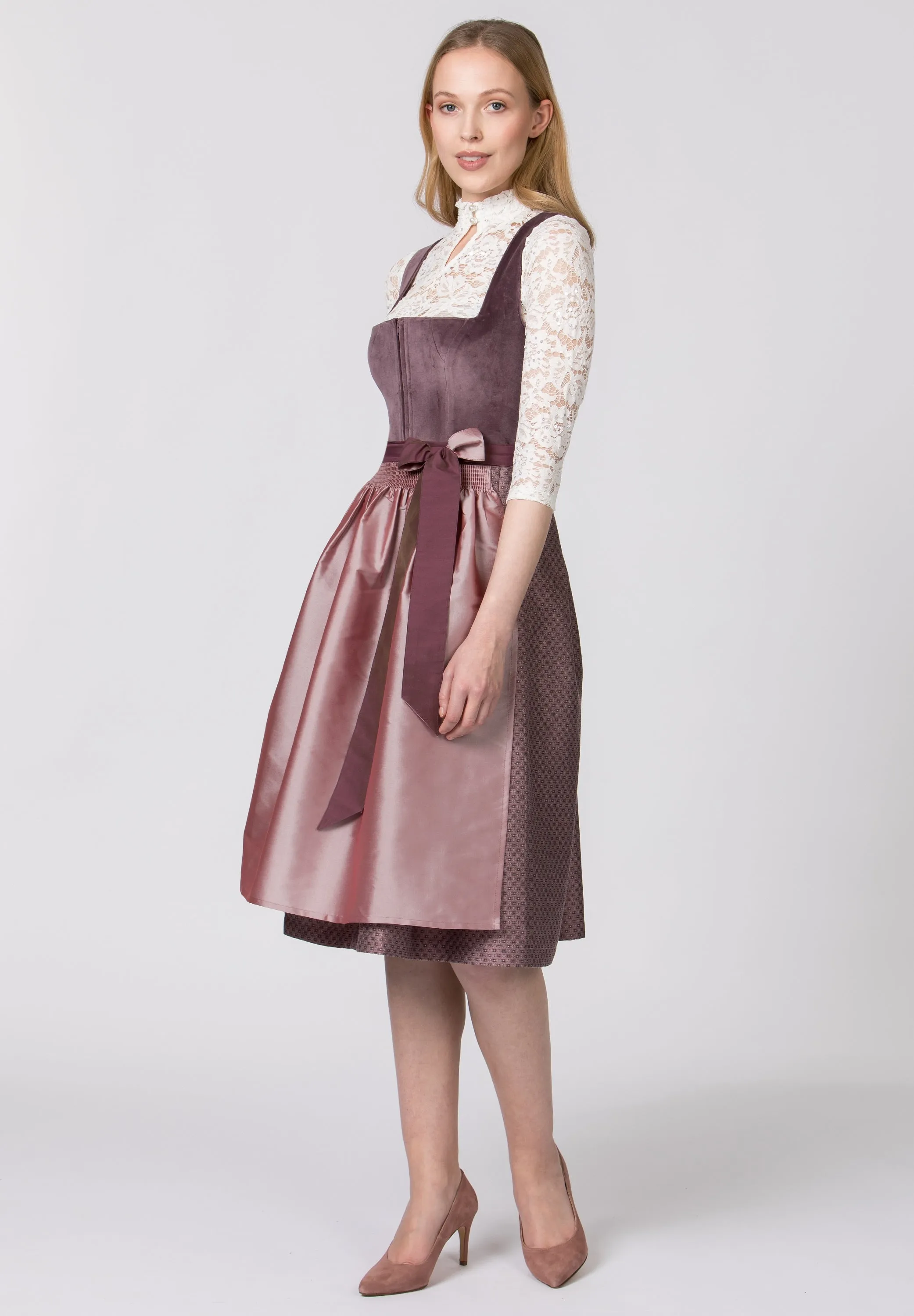 Stockerpoint Long Dirndl 2pcs. 70cm "Aurora" Velvet (4) Color Options