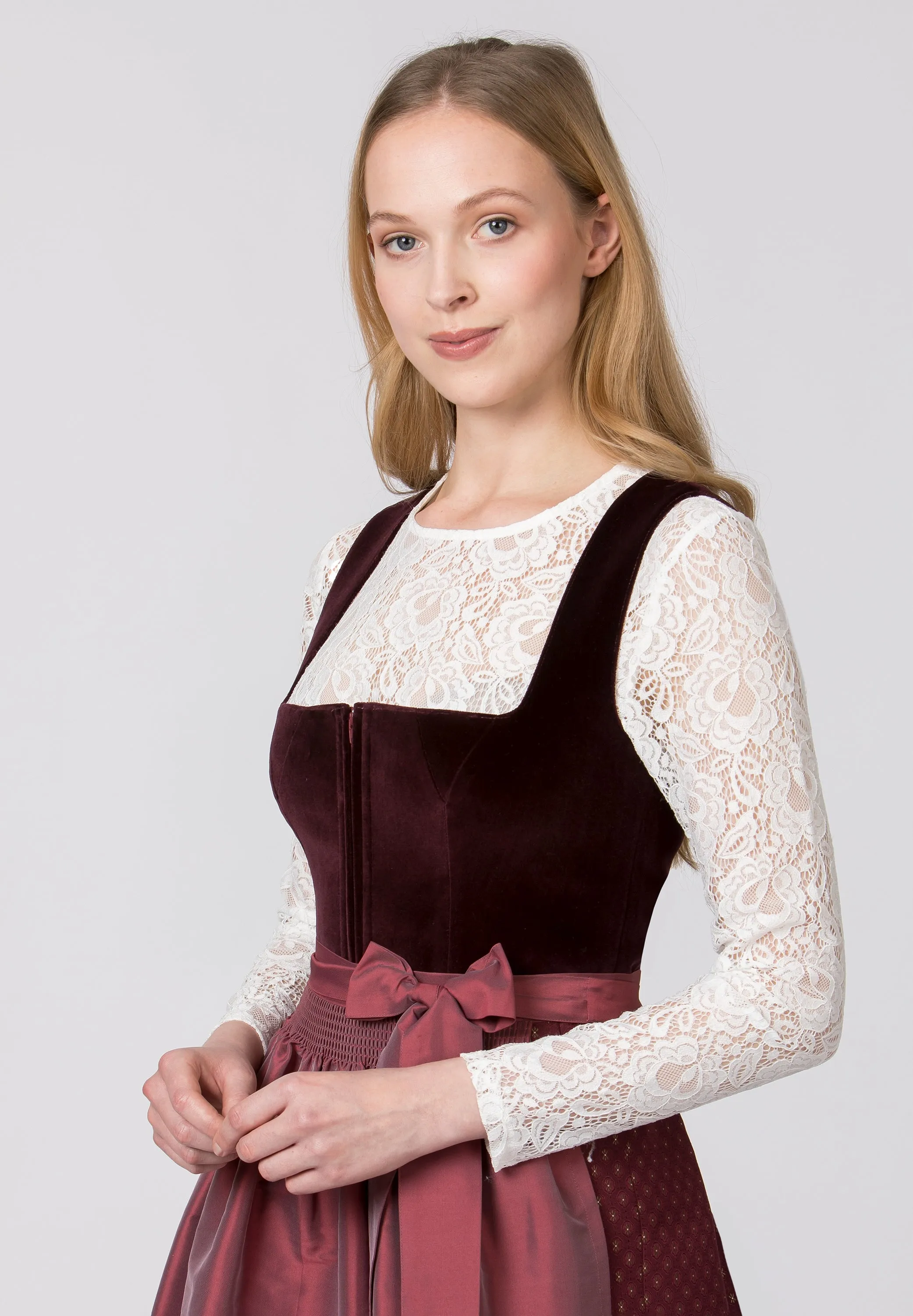 Stockerpoint Long Dirndl 2pcs. 70cm "Aurora" Velvet (4) Color Options