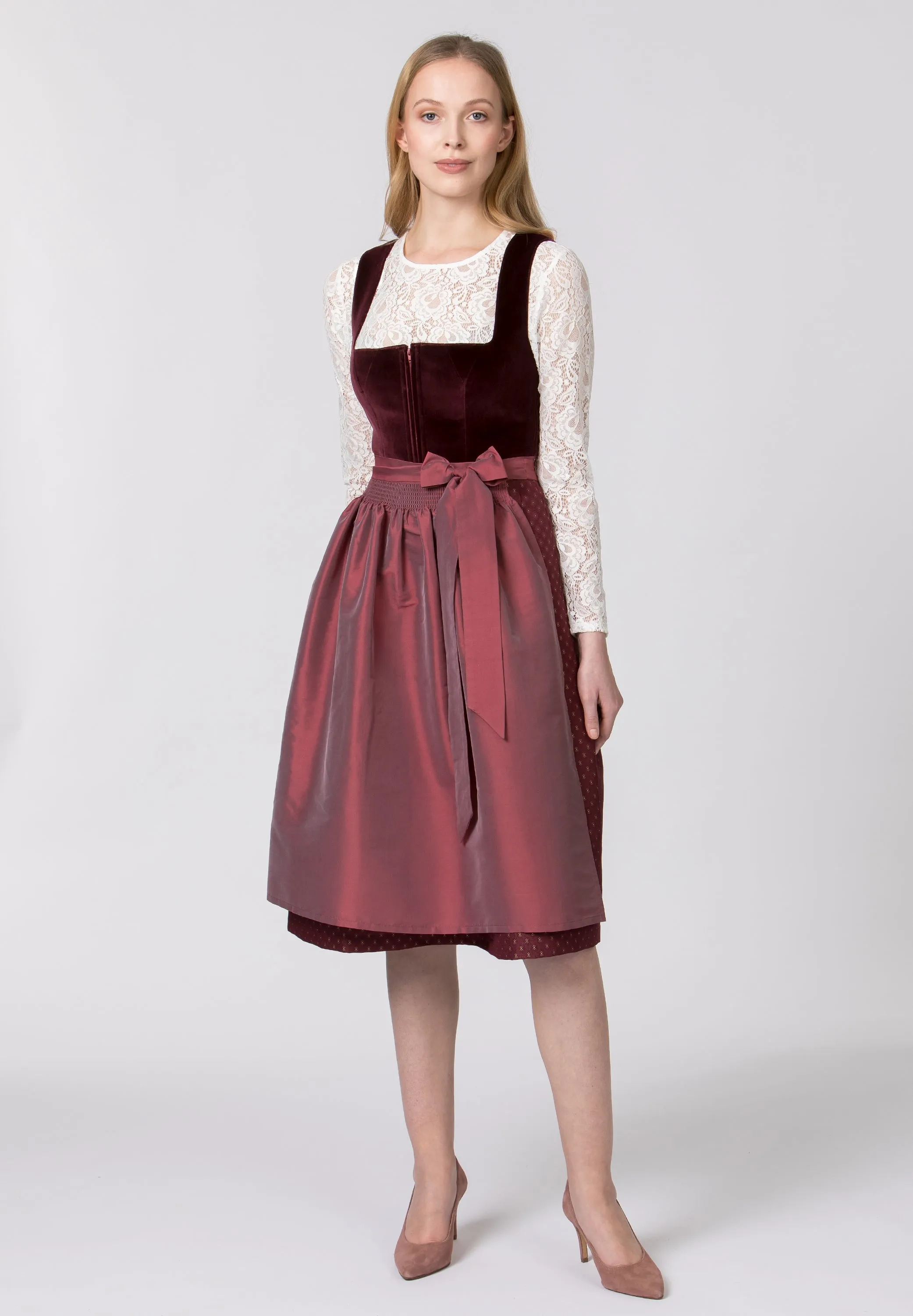 Stockerpoint Long Dirndl 2pcs. 70cm "Aurora" Velvet (4) Color Options