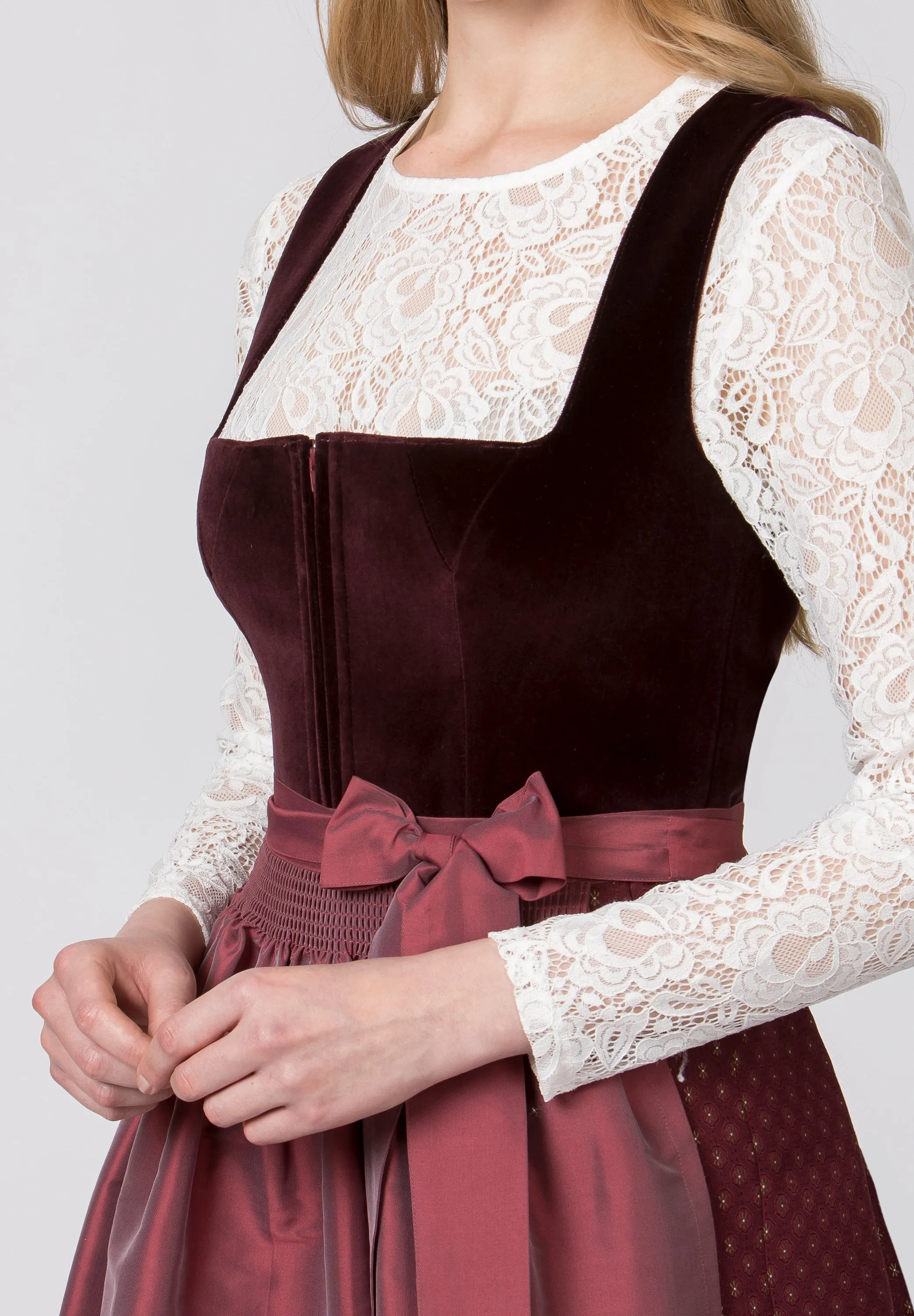 Stockerpoint Long Dirndl 2pcs. 70cm "Aurora" Velvet (4) Color Options