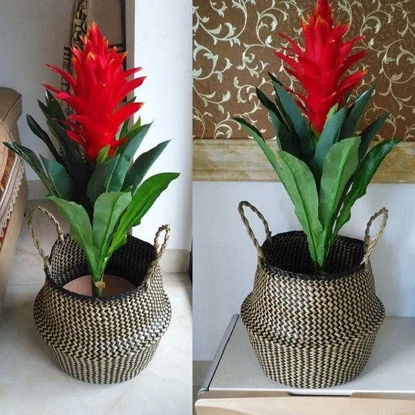 Storage Basket Rattan Straw Basket Wicker Folding Flower Pot Seagrasss Flower Baskets Garden Planter pot de fleur suspendu
