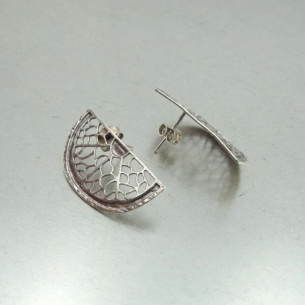 Stud Earrings 925 Sterling Silver  Handmade Artistic Gift Hadar Designers (V)SALE