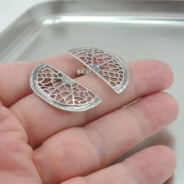 Stud Earrings 925 Sterling Silver  Handmade Artistic Gift Hadar Designers (V)SALE