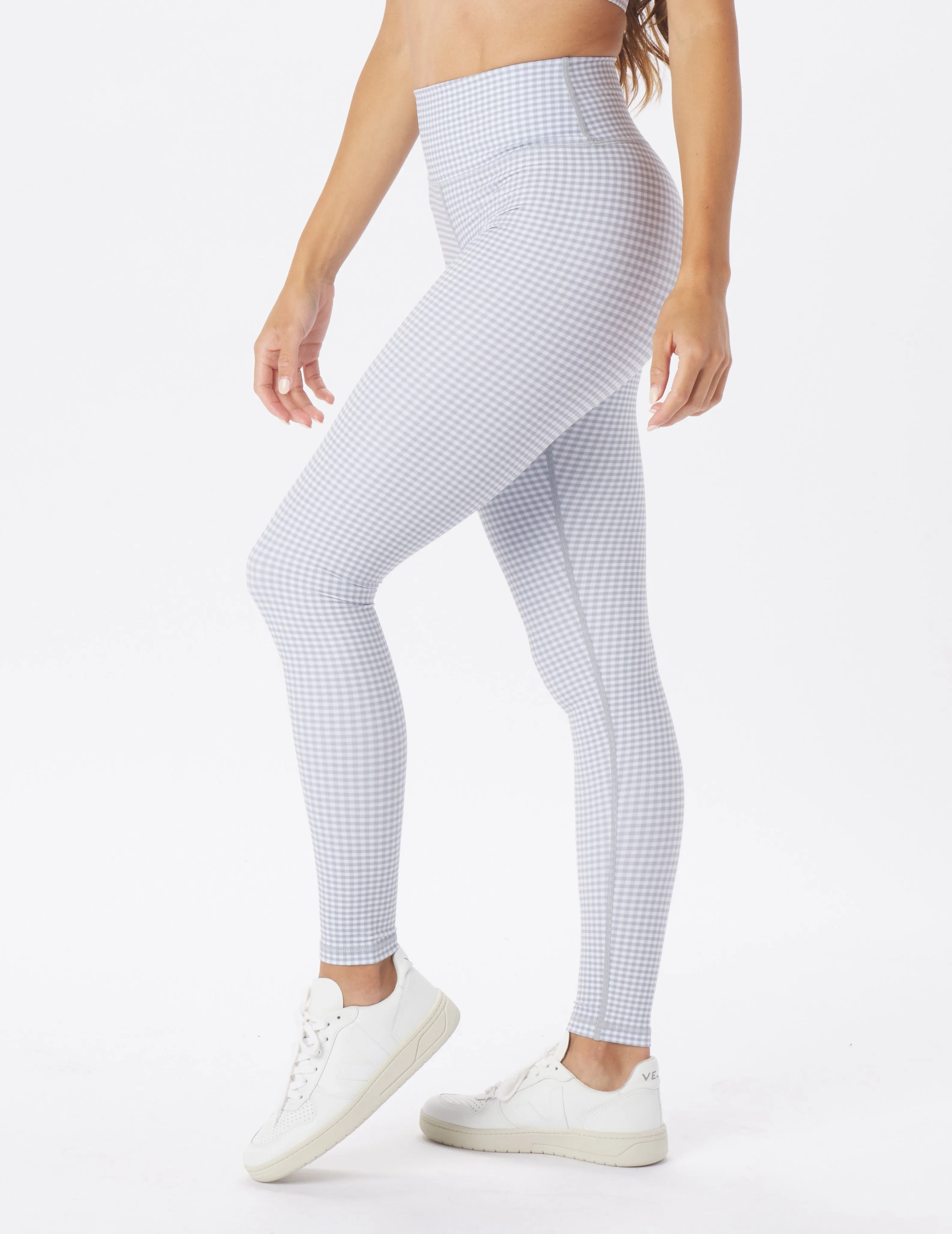 Sultry Legging: Silver Fog Gingham Plaid