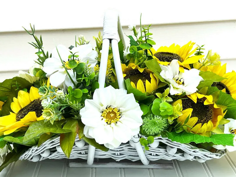 Sunflower CenterPiece-Wicker Basket- Home Decor- 24" L X14" WX 11" H