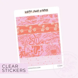 Sunprint Floral Clear Washi Stickers - Pink