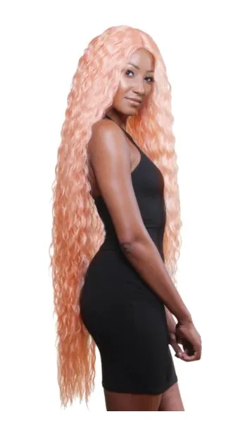 Super Long Tight Curl Wig - Peach Orange
