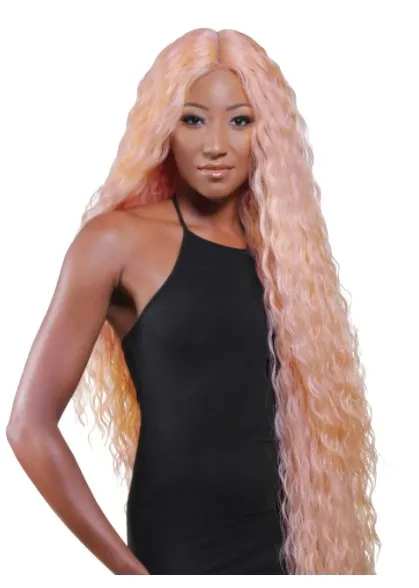 Super Long Tight Curl Wig - Peach Orange