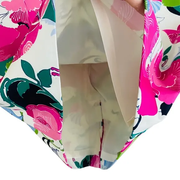 Talbots NWT Navy &amp; Pink Colorful Floral Summer Ready Classic Pencil Skirt Sz 10